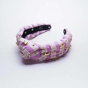 NEW HELLO EDIE striped tiger knot headband in lavender